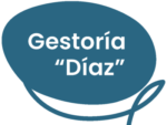 Logotipo de l gestoría Díaz con su nombre en blanco sobre fondo azul